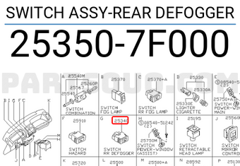 Nissan 253507F000 SWITCH ASSY-REAR DEFOGGER
