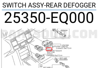 Nissan 25350EQ000 SWITCH ASSY-REAR DEFOGGER