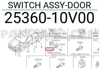 Nissan 2536010V00 SWITCH ASSY-DOOR