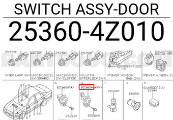 Nissan 253604Z010 SWITCH ASSY-DOOR