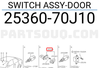 Nissan 2536070J10 SWITCH ASSY-DOOR