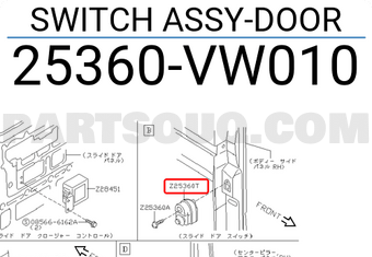 Nissan 25360VW010 SWITCH ASSY-DOOR
