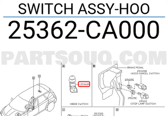 Nissan 25362CA000 SWITCH ASSY-HOO
