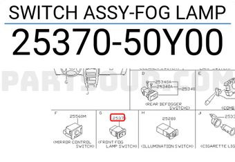 Nissan 2537050Y00 SWITCH ASSY-FOG LAMP