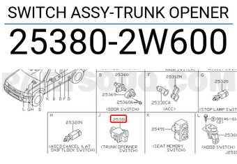 Nissan 253802W600 SWITCH ASSY-TRUNK OPENER