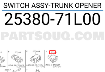 Nissan 2538071L00 SWITCH ASSY-TRUNK OPENER