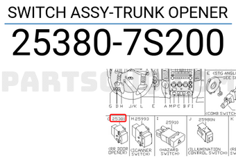 Nissan 253807S200 SWITCH ASSY-TRUNK OPENER