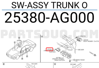 Nissan 25380AG000 SW-ASSY TRUNK O
