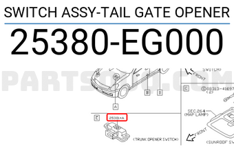 Nissan 25380EG000 SWITCH ASSY-TAIL GATE OPENER