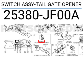 Nissan 25380JF00A SWITCH ASSY-TAIL GATE OPENER