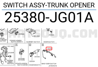 Nissan 25380JG01A SWITCH ASSY-TRUNK OPENER