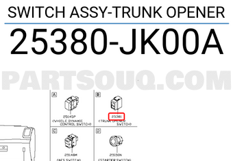 Nissan 25380JK00A SWITCH ASSY-TRUNK OPENER