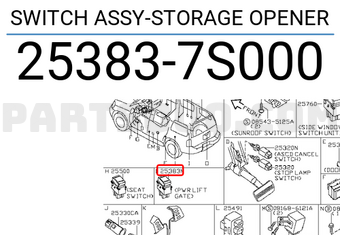 Nissan 253837S000 SWITCH ASSY-STORAGE OPENER