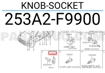 Nissan 253A2F9900 KNOB-SOCKET