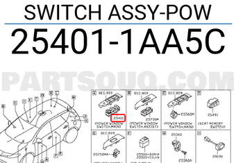 Nissan 254011AA5C SWITCH ASSY-POW