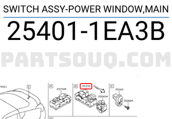 Nissan 254011EA3B SWITCH ASSY-POWER WINDOW,MAIN