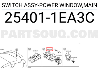 Nissan 254011EA3C SWITCH ASSY-POWER WINDOW,MAIN