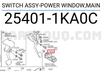 Nissan 254011KA0C SWITCH ASSY-POWER WINDOW,MAIN