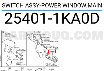Nissan 254011KA0D SWITCH ASSY-POWER WINDOW,MAIN