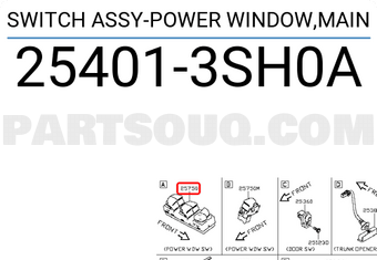 Nissan 254013SH0A SWITCH ASSY-POWER WINDOW,MAIN