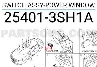 Nissan 254013SH1A SWITCH ASSY-POWER WINDOW
