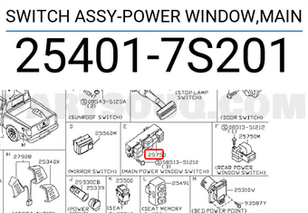 Nissan 254017S201 SWITCH ASSY-POWER WINDOW,MAIN