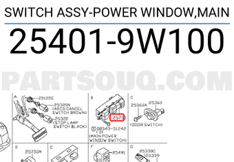 Nissan 254019W100 SWITCH ASSY-POWER WINDOW,MAIN