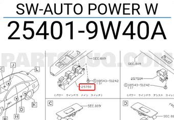 Nissan 254019W40A SW-AUTO POWER W