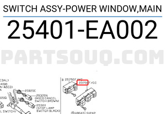Nissan 25401EA002 SWITCH ASSY-POWER WINDOW,MAIN