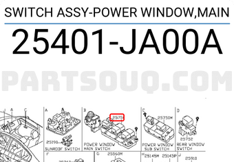 Nissan 25401JA00A SWITCH ASSY-POWER WINDOW,MAIN