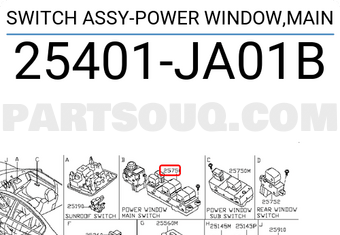Nissan 25401JA01B SWITCH ASSY-POWER WINDOW,MAIN