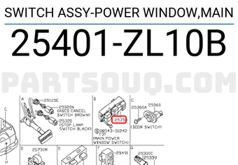 Nissan 25401ZL10B SWITCH ASSY-POWER WINDOW,MAIN