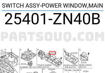 Nissan 25401ZN40B SWITCH ASSY-POWER WINDOW,MAIN