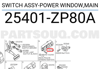 Nissan 25401ZP80A SWITCH ASSY-POWER WINDOW,MAIN
