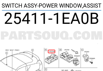Nissan 254111EA0B SWITCH ASSY-POWER WINDOW,ASSIST