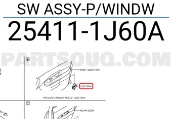 Nissan 254111J60A SW ASSY-P/WINDW