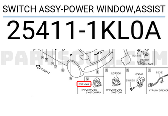 Nissan 254111KL0A SWITCH ASSY-POWER WINDOW,ASSIST