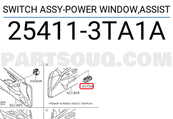 Nissan 254113TA1A SWITCH ASSY-POWER WINDOW,ASSIST