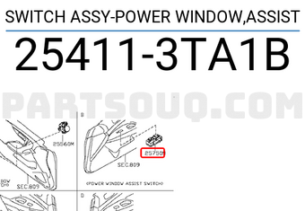 Nissan 254113TA1B SWITCH ASSY-POWER WINDOW,ASSIST