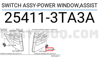 Nissan 254113TA3A SWITCH ASSY-POWER WINDOW,ASSIST