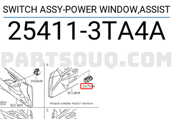 Nissan 254113TA4A SWITCH ASSY-POWER WINDOW,ASSIST
