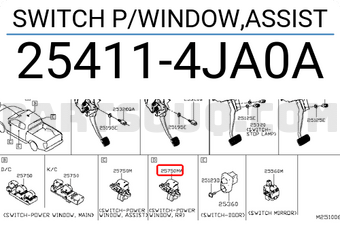 Nissan 254114JA0A SWITCH P/WINDOW,ASSIST