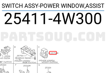 Nissan 254114W300 SWITCH ASSY-POWER WINDOW,ASSIST