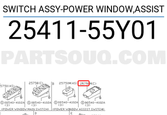 Nissan 2541155Y01 SWITCH ASSY-POWER WINDOW,ASSIST