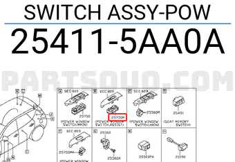 Nissan 254115AA0A SWITCH ASSY-POW