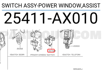 Nissan 25411AX010 SWITCH ASSY-POWER WINDOW,ASSIST