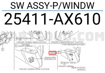 Nissan 25411AX610 SW ASSY-P/WINDW