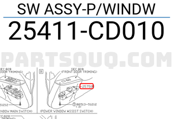 Nissan 25411CD010 SW ASSY-P/WINDW