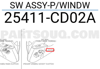 Nissan 25411CD02A SW ASSY-P/WINDW