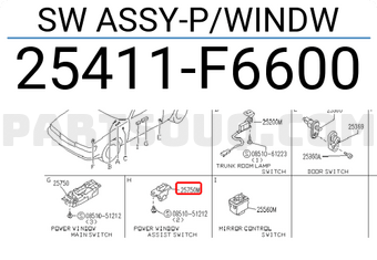 Nissan 25411F6600 SW ASSY-P/WINDW